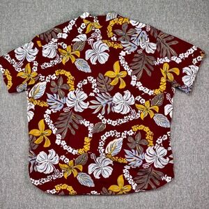 Vintage Hilo Hattie Hawaiian Shirt 3XL Red Floral Aloha Made in USA